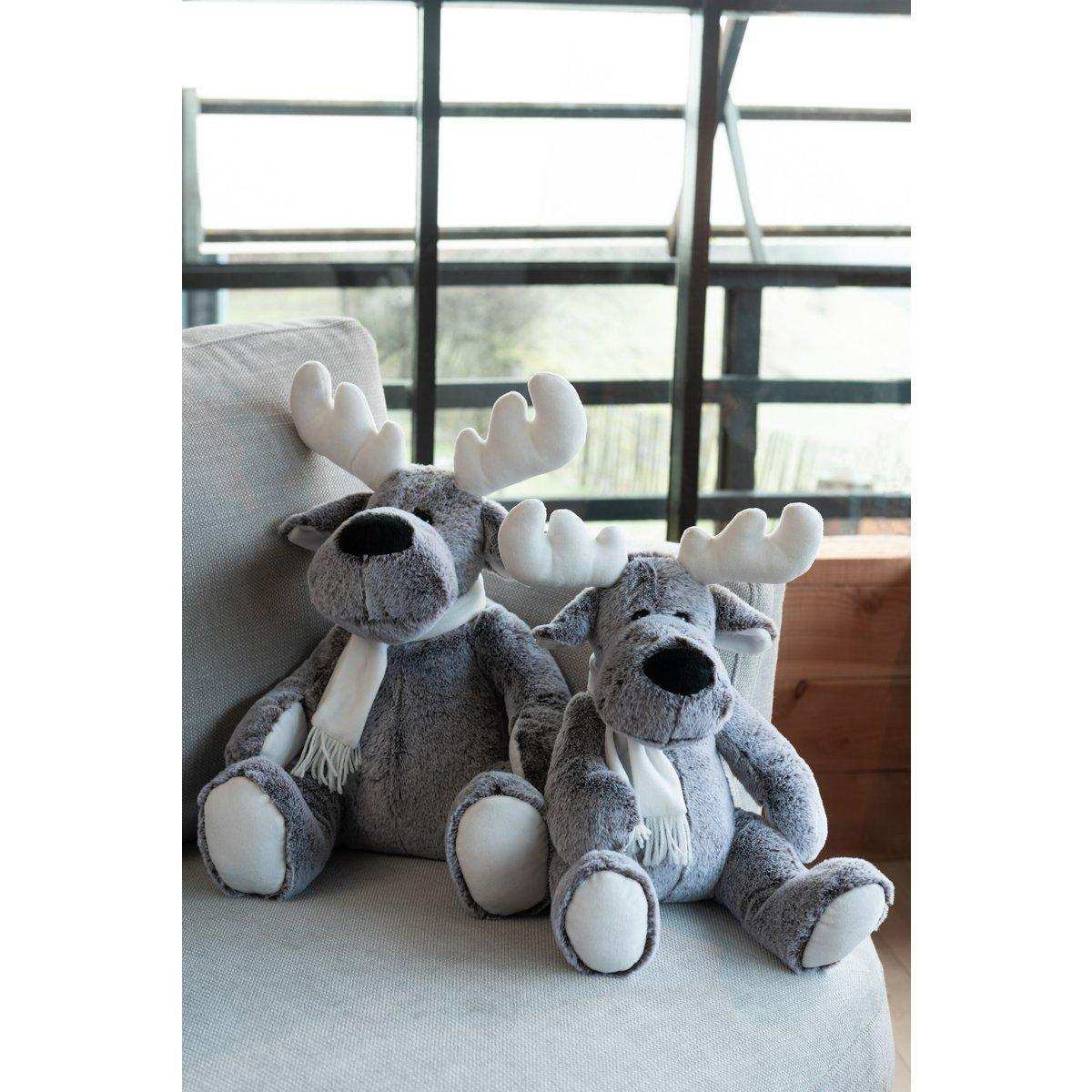 J-Line Moose+Scarf Plüsch Grau/Weiß Klein - HomeDesign Knaus