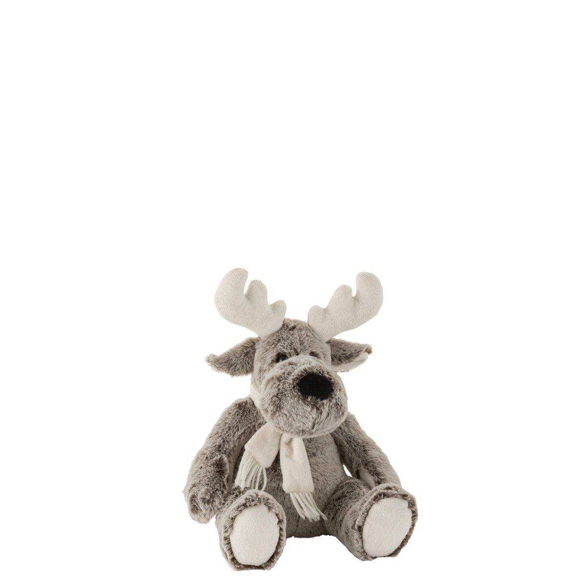 J-Line Moose+Scarf Plüsch Grau/Weiß Klein - HomeDesign Knaus
