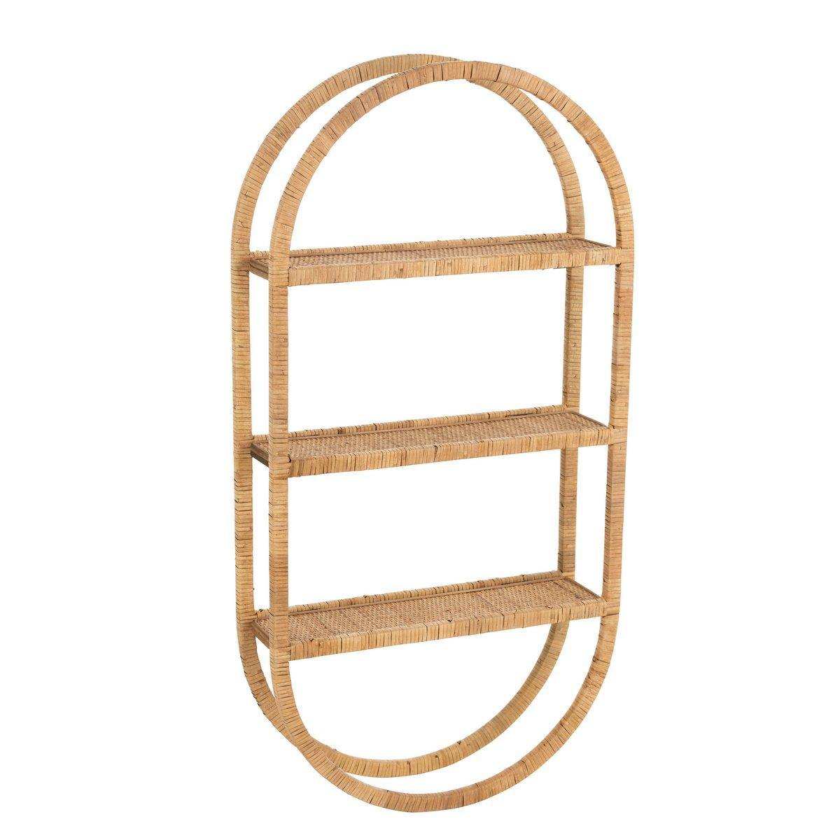 J-Line Muurrek Ovaal 3 Planken Plooibaar – Rotan – Natur - HomeDesign Knaus