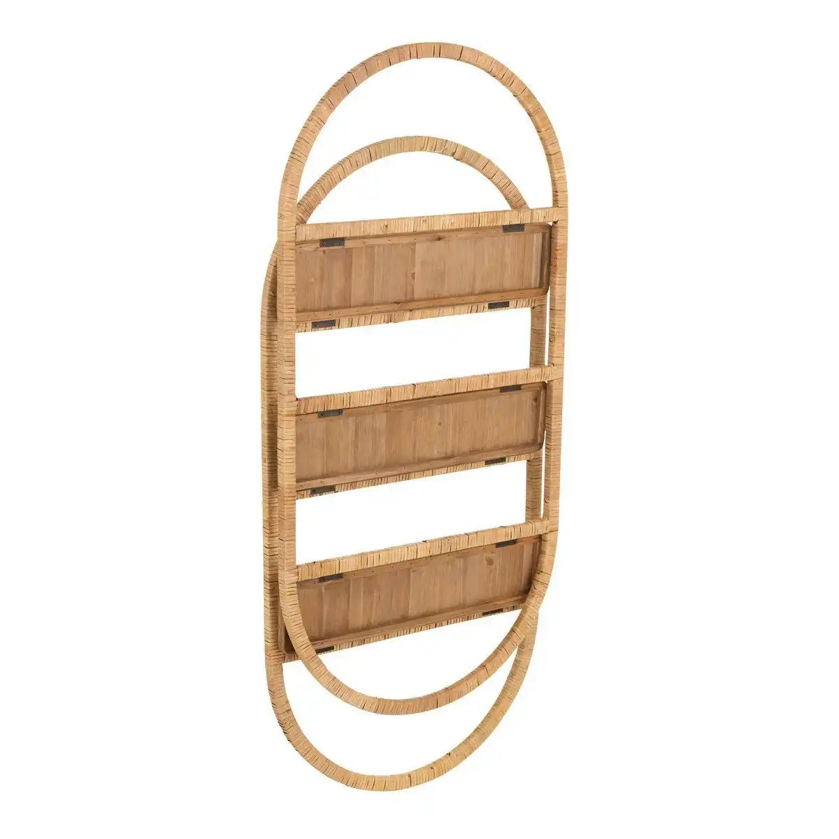 J-Line Muurrek Ovaal 3 Planken Plooibaar – Rotan – Natur - HomeDesign Knaus