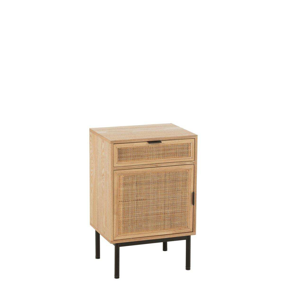 J-Line-Nachttisch Quadrat MDF/Metal Naturel/Schwarz - HomeDesign Knaus
