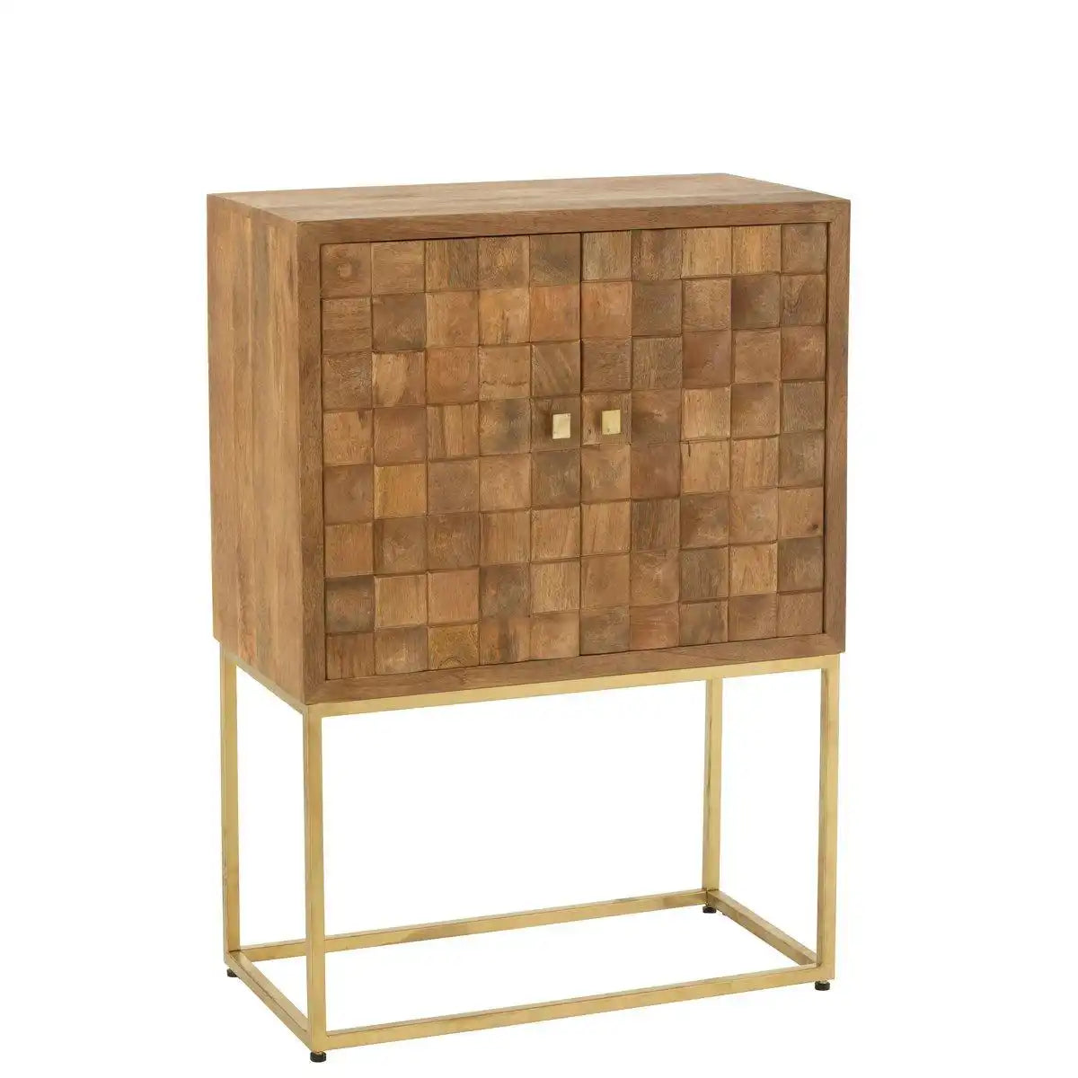 J-Line Nino Schrank auf Ständer Metall/Mangoholz Natur/Gold - HomeDesign Knaus