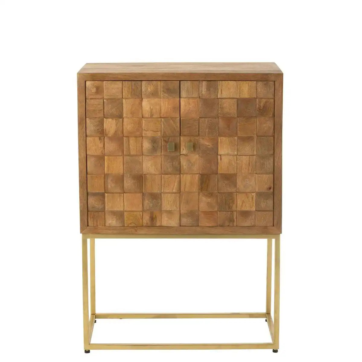 J-Line Nino Schrank auf Ständer Metall/Mangoholz Natur/Gold - HomeDesign Knaus