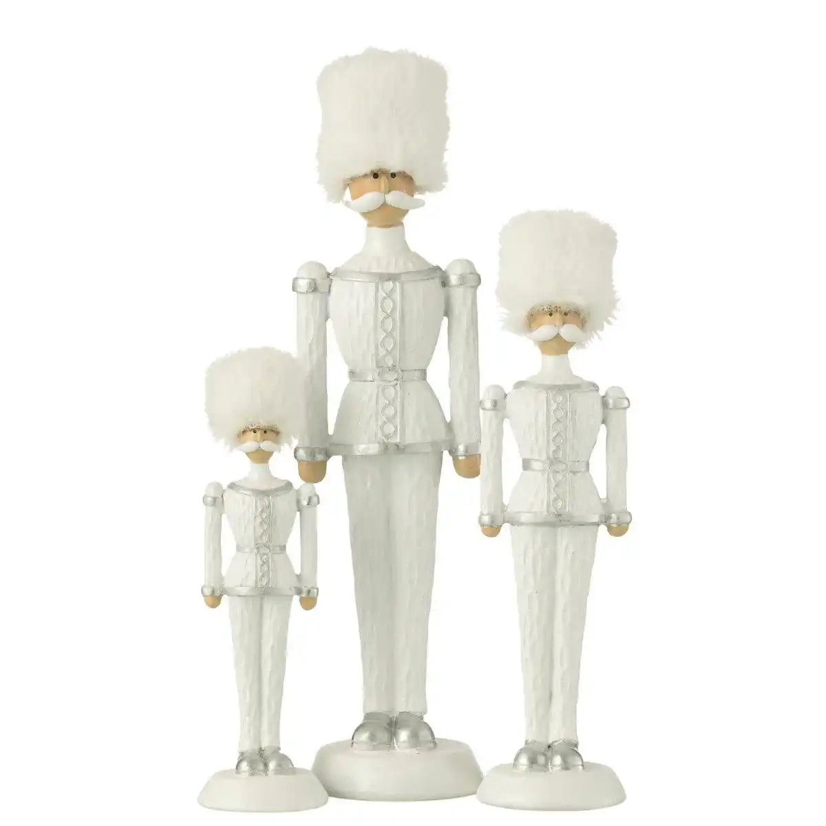 J-Line Nussknacker-Pelzmütze, glitzerndes Kunstharz, Weiß, groß - HomeDesign Knaus