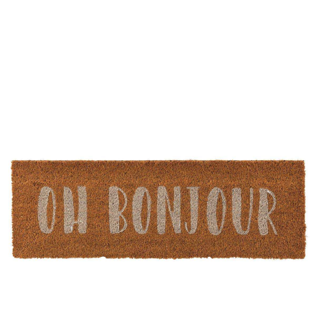 J-Line Oh Hello Deurmat – Kokosvezel – Natur/Wit - HomeDesign Knaus