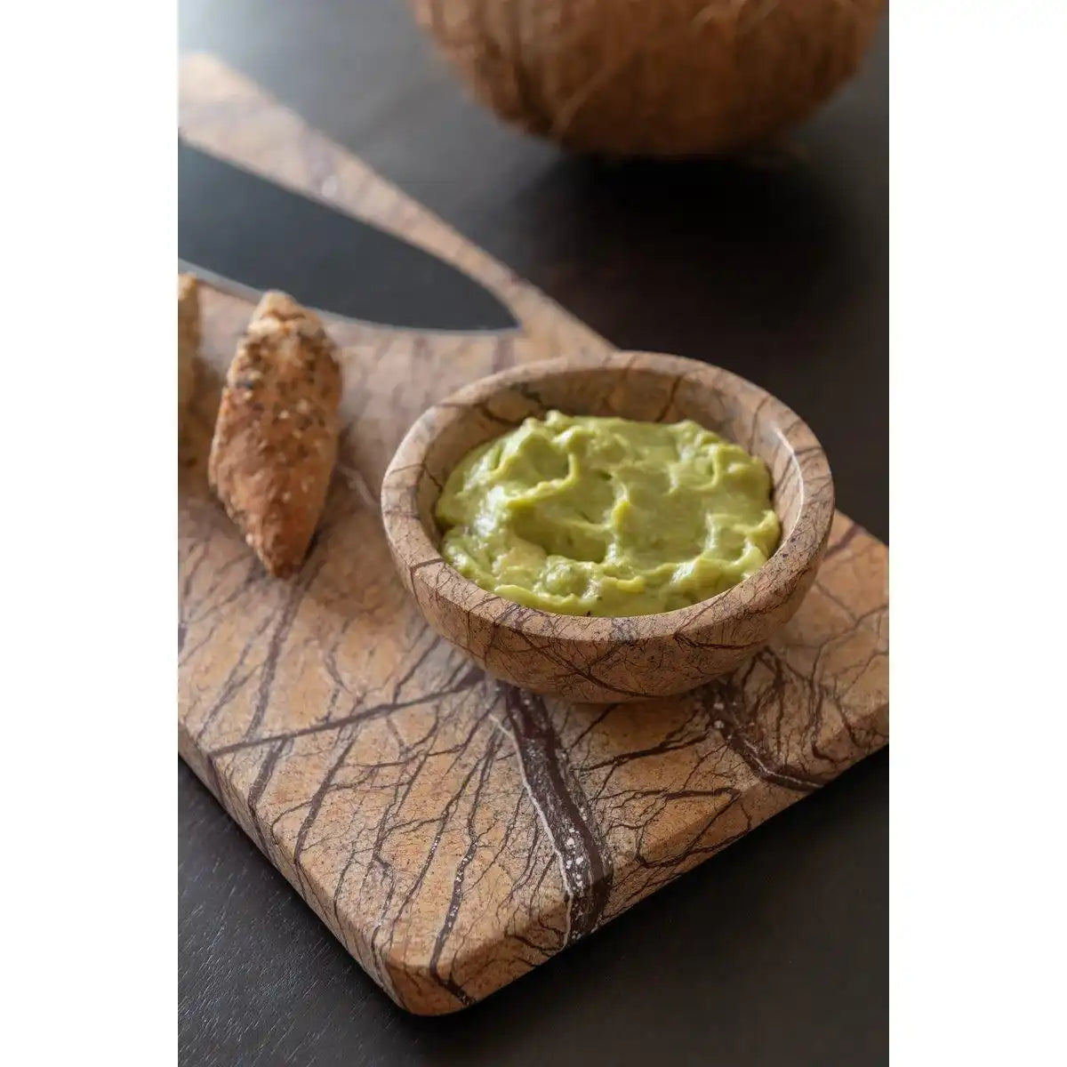 J-Line Oni Rechteckiges Marmor-Schneidebrett – Stein – Ocker – L - HomeDesign Knaus