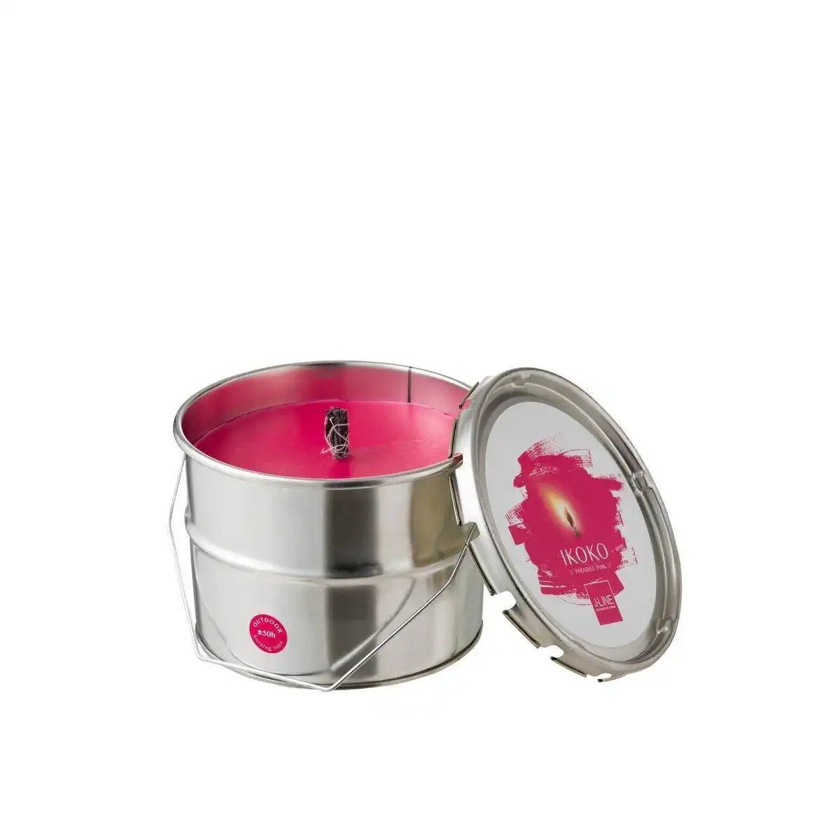 J-Line Outdoor Kerzenfarbtopf Ikoko Metall/Wachs Fuchsia Klein 50U - HomeDesign Knaus