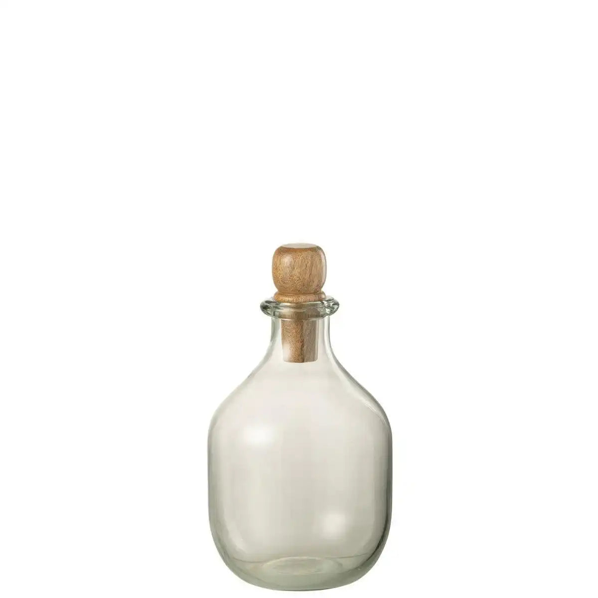J-Line Ovale Flasche und Korken – Glas/Holz – transparent - HomeDesign Knaus