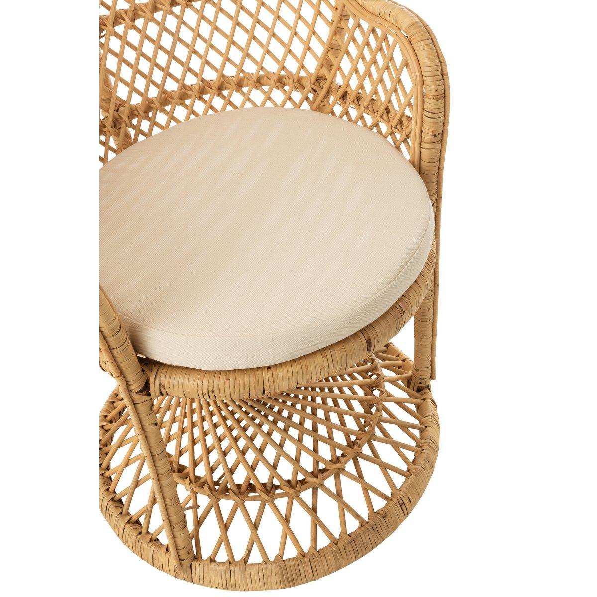 J-Line Pauw Rattanstuhl mit Kissen – Jute – Natur - HomeDesign Knaus