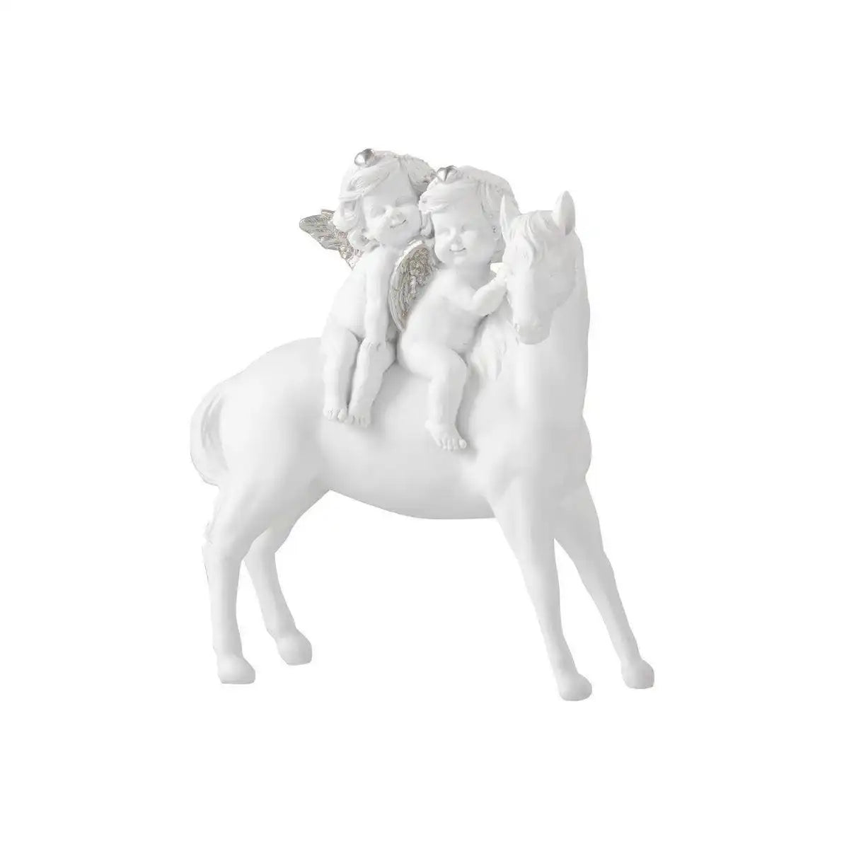 J-Line Pferd mit 2 Engeln Poly weiß/silber groß - HomeDesign Knaus