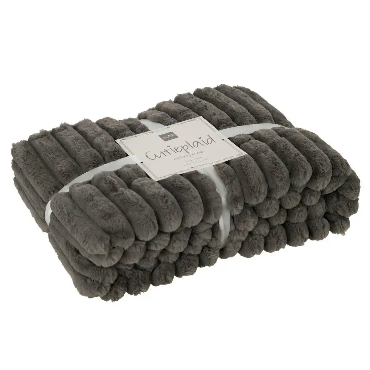 J-Line Plaid Cord – Polyester – Dunkelgrau – 180 x 130 cm - HomeDesign Knaus