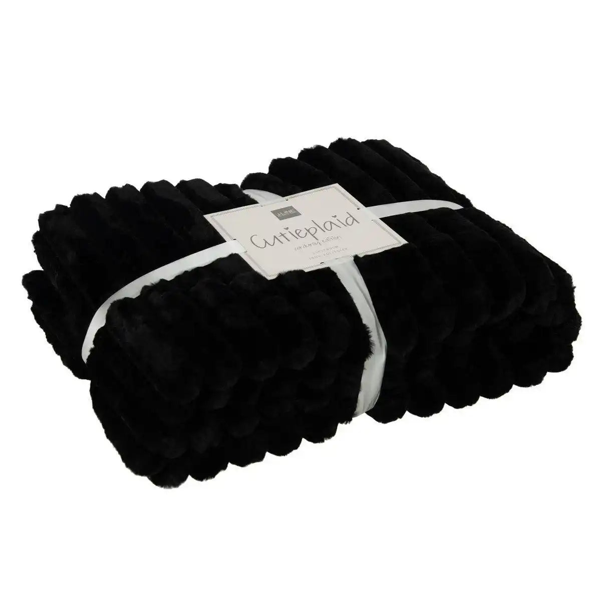 J-Line Plaid Cord – Polyester – Schwarz – 180 x 130 cm - HomeDesign Knaus