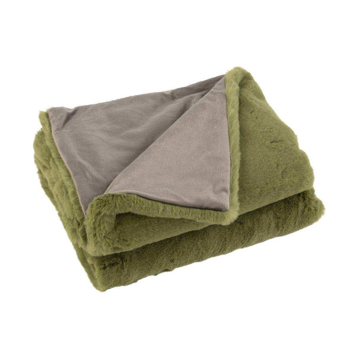 J-Line Plaid Cutie – Fleecedecke – Polyester – 180 x 130 cm – Moosgrün - HomeDesign Knaus