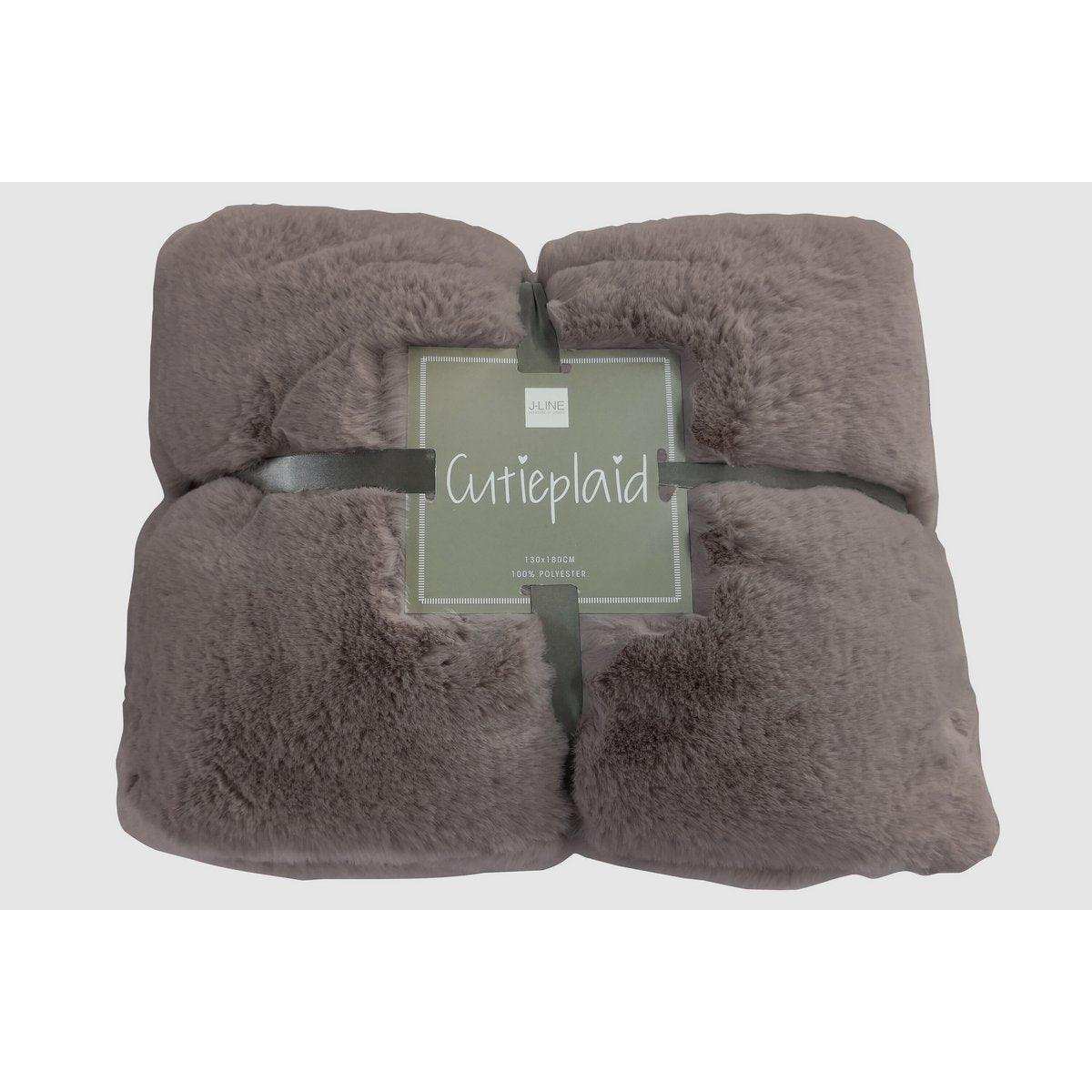 J-Line Plaid Cutie – Fleecedecke – Polyester – 180 x 130 cm – Taupe - HomeDesign Knaus