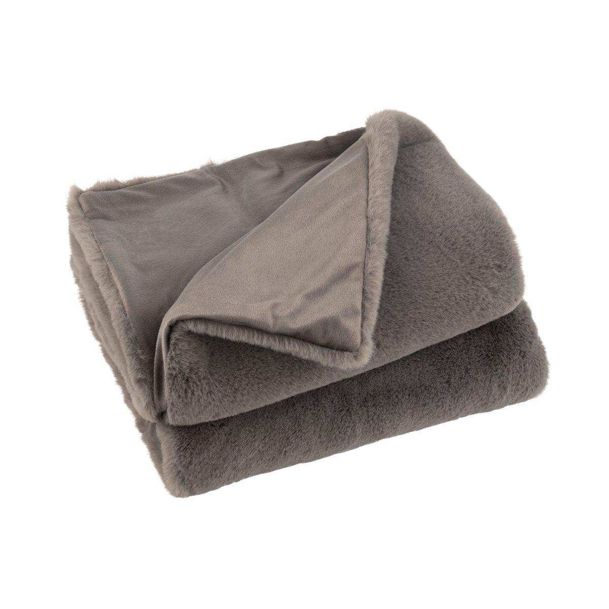J-Line Plaid Cutie – Fleecedecke – Polyester – 180 x 130 cm – Taupe - HomeDesign Knaus