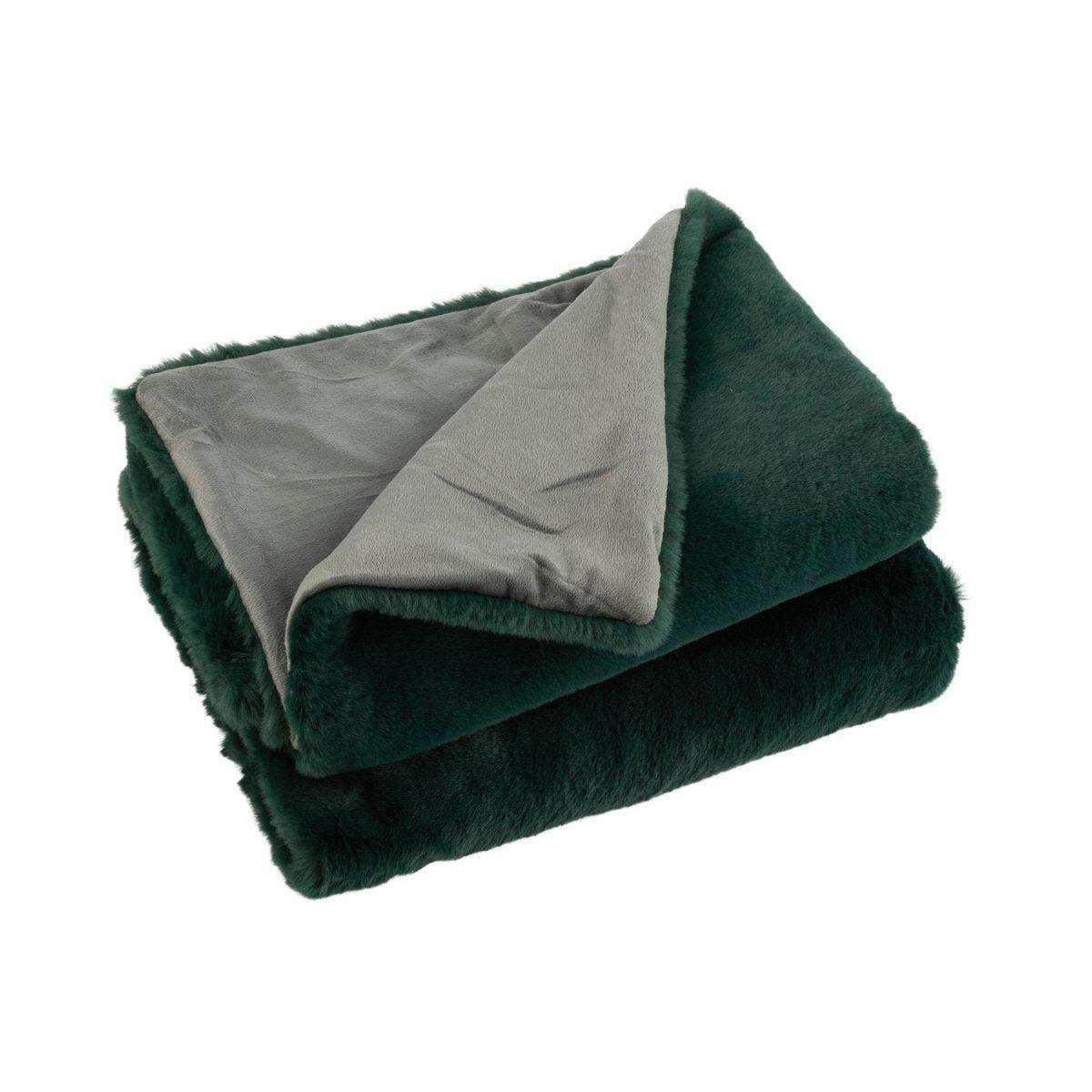 J-Line Plaid Cutie – Polyester – 180 x 130 cm – Dunkelgrün - HomeDesign Knaus