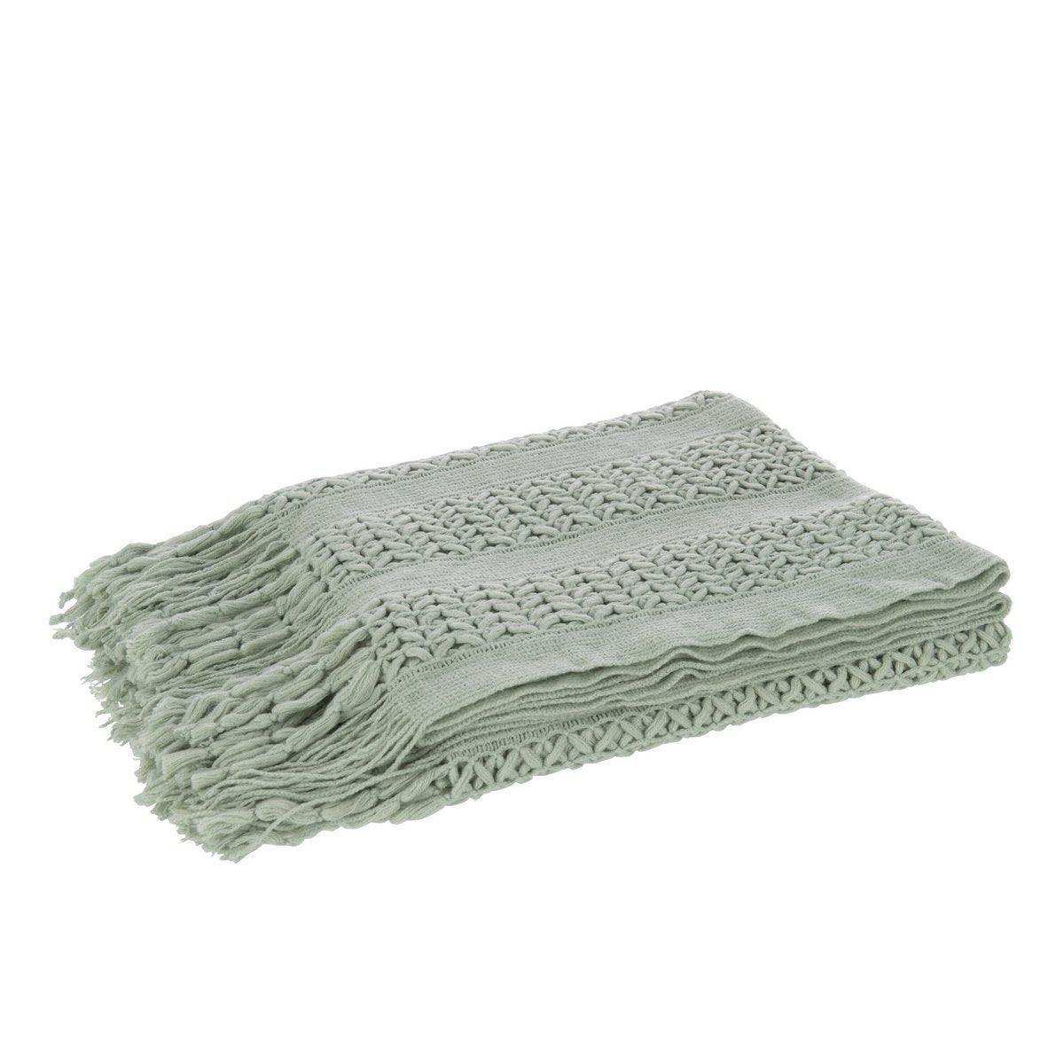 J-Line Plaid gestrickt – Polyester – hellgrün – 160 x 130 cm - HomeDesign Knaus