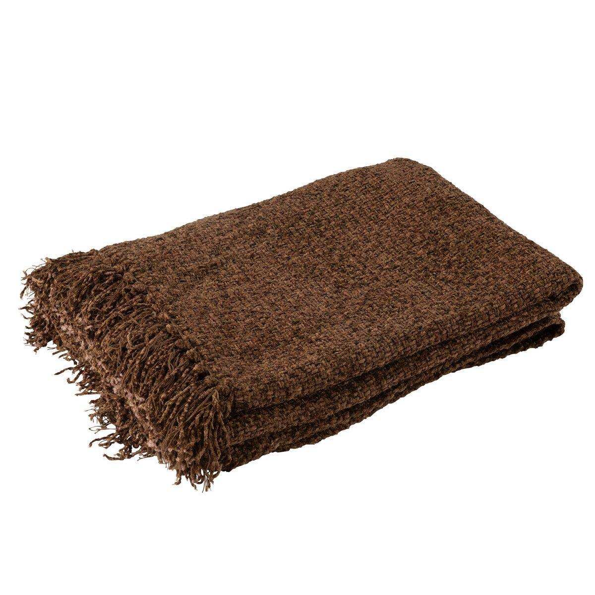 J-Line Plaid gewebt+Fransen Viskosebraun - HomeDesign Knaus