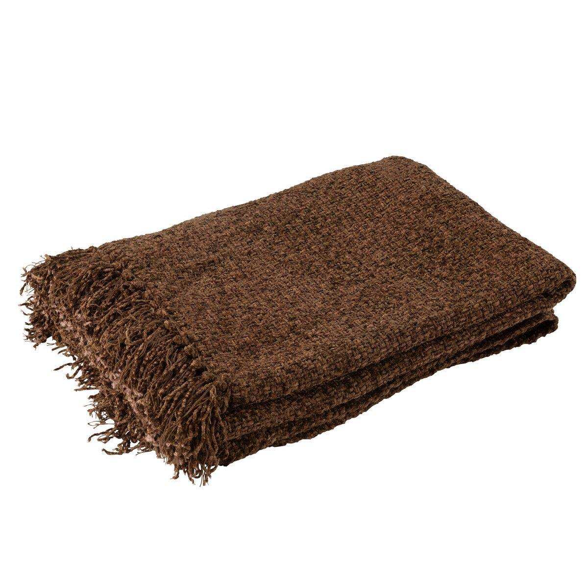 J-Line Plaid gewebt+Fransen Viskosebraun - HomeDesign Knaus