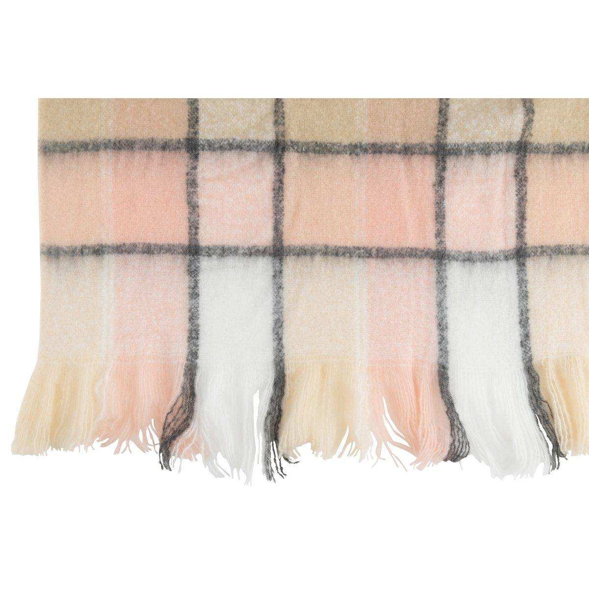 J-Line Plaid kariert – Polyester – Beige/Rosa – 180 x 130 cm - HomeDesign Knaus