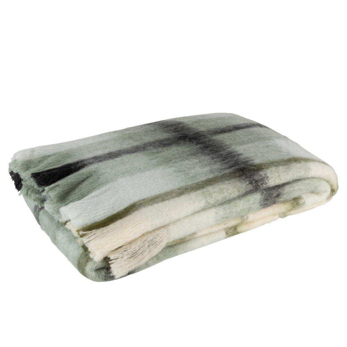J-Line Plaid-Karo – Polyester – braun/grün/weiß – 190 x 136 cm - HomeDesign Knaus