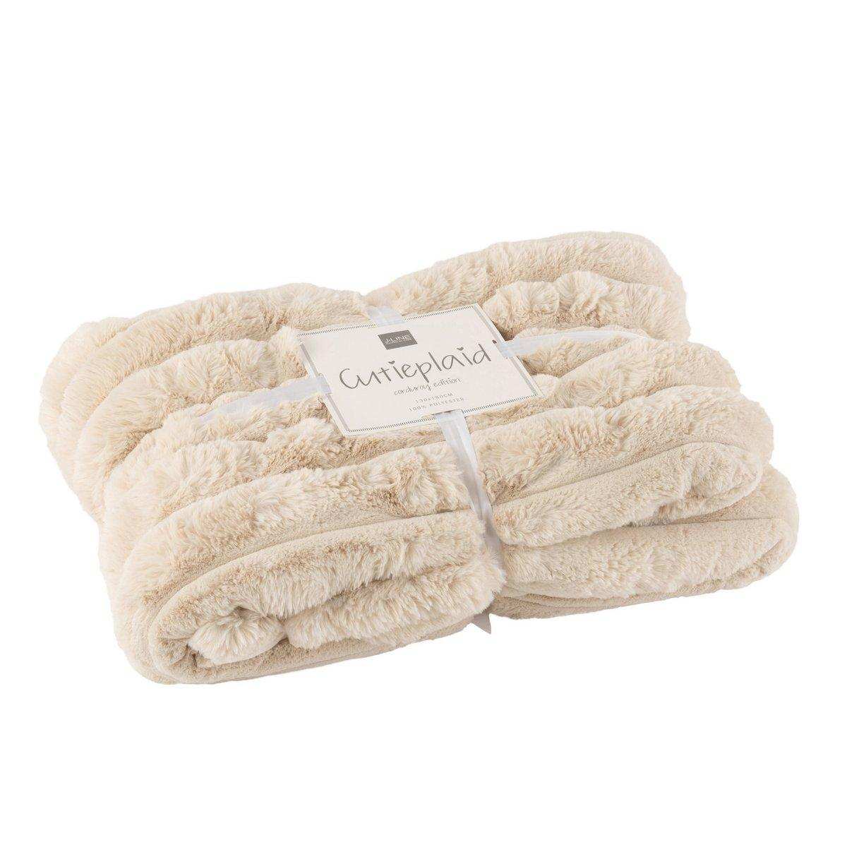 J-Line Plaid Large Cord Polyester Beige - HomeDesign Knaus