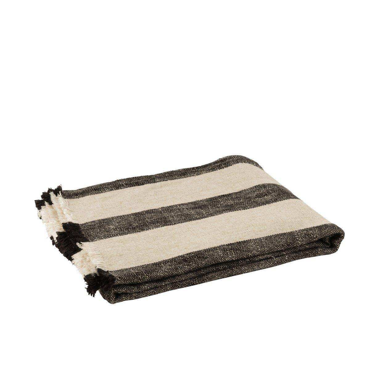 J-Line Plaid mit Leinen – Baumwolle – Beige – 171 x 127 cm - HomeDesign Knaus