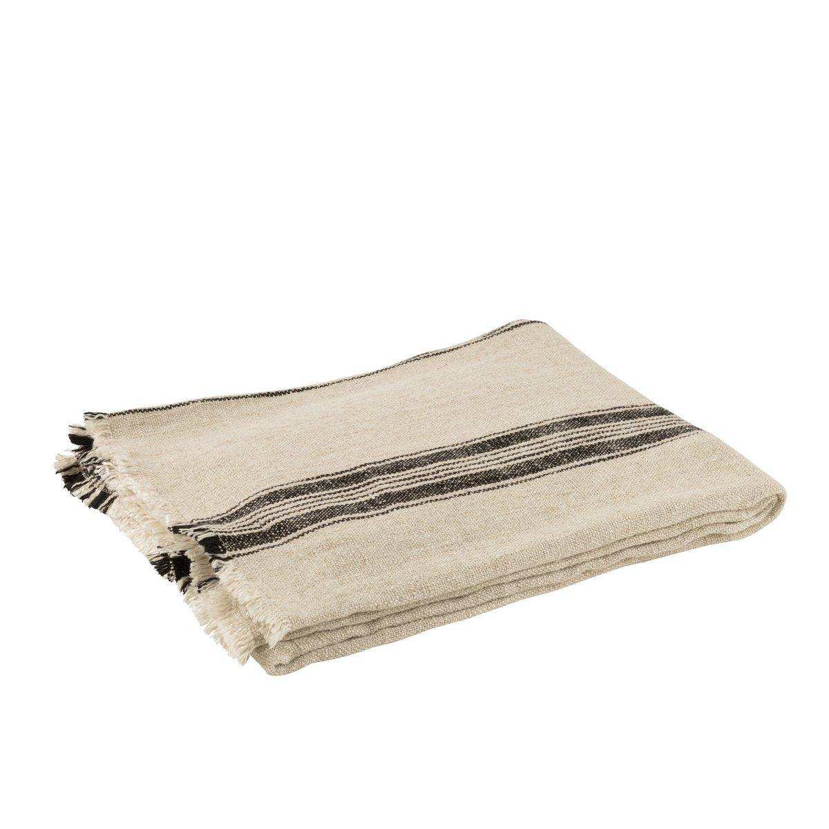 J-Line Plaid mit Leinen – Braun – Beige – 176 x 130 cm - HomeDesign Knaus
