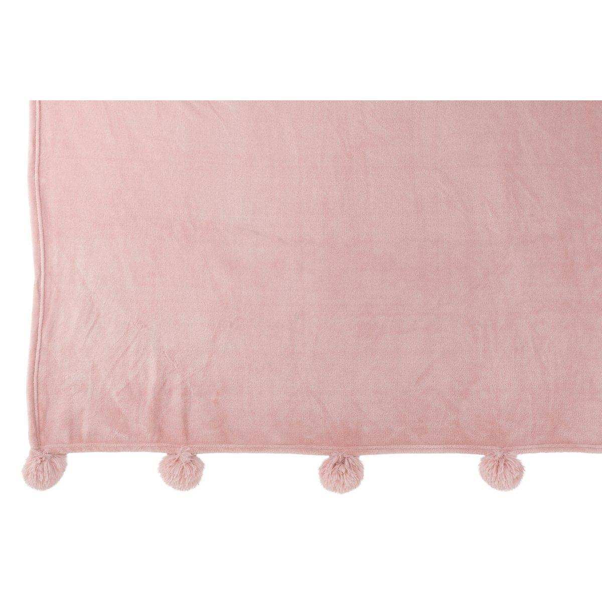 J-Line Plaid Pompom – Polyester – Babyrosa – 170 x 130 cm - HomeDesign Knaus