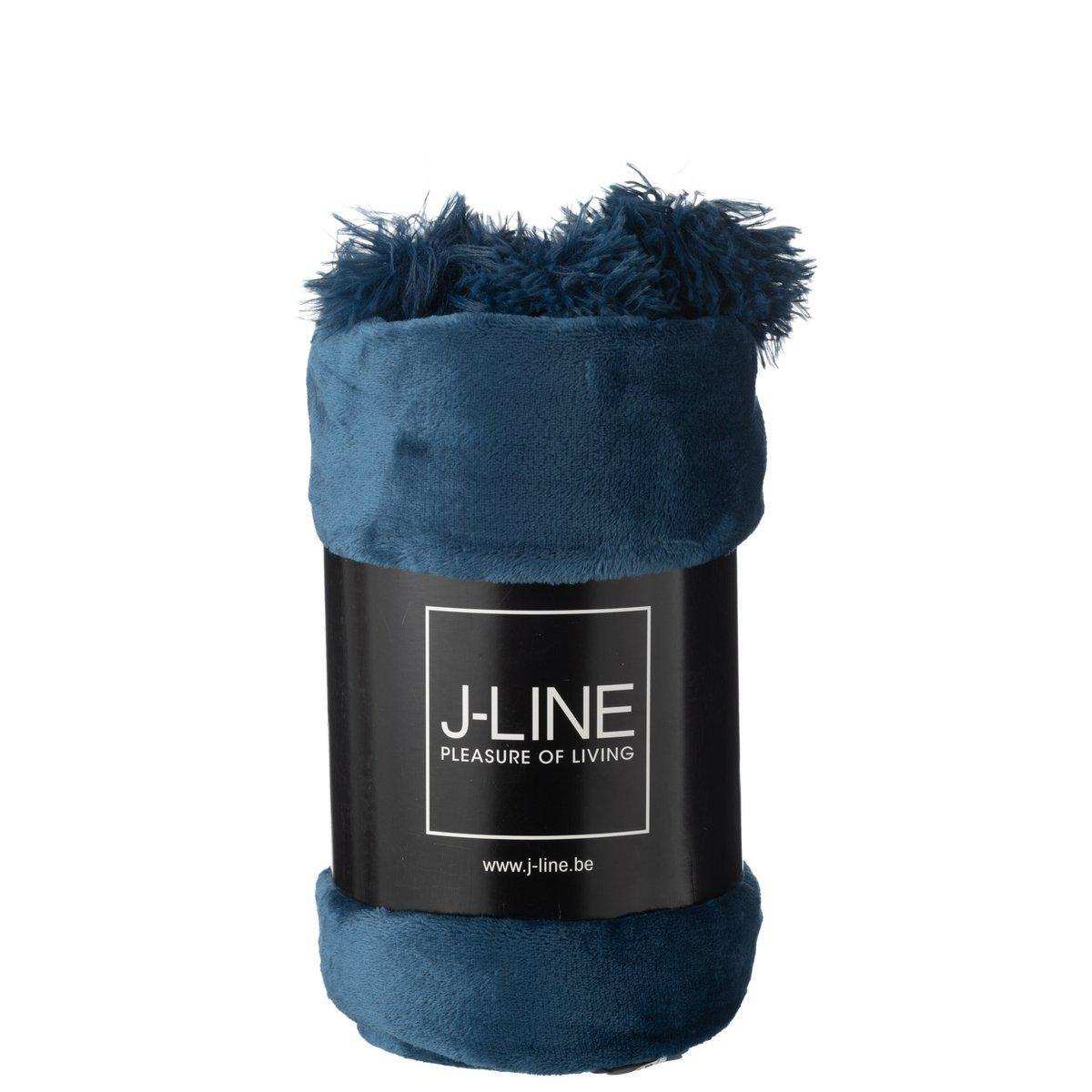J-Line Plaid Pompom – Polyester – Blau – 170 x 130 cm - HomeDesign Knaus