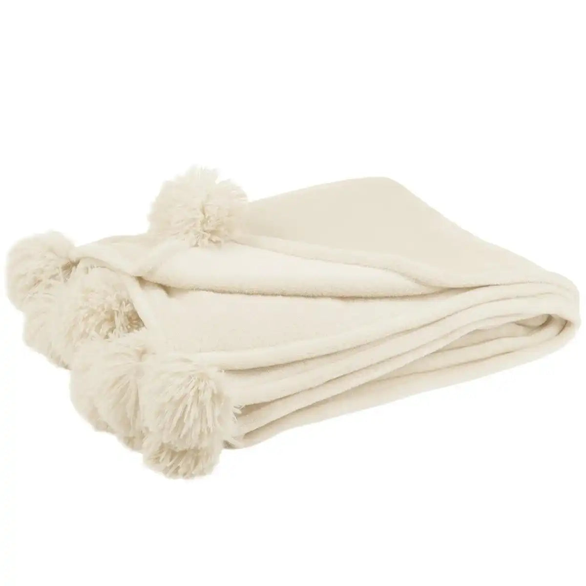 J-Line Plaid Pompom – Polyester – Creme – 170 x 130 cm - HomeDesign Knaus