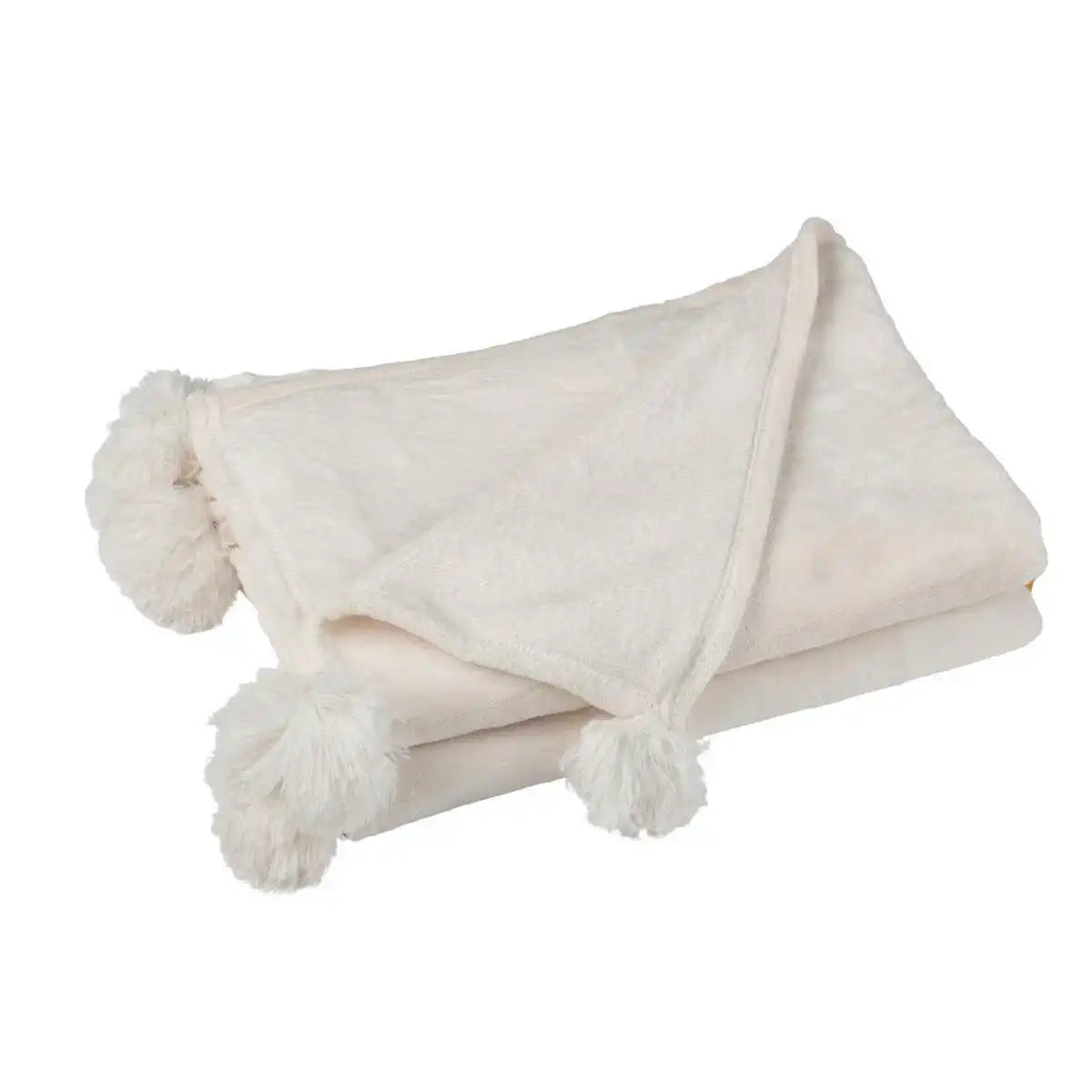 J-Line Plaid Pompom – Polyester – Creme – 170 x 130 cm - HomeDesign Knaus