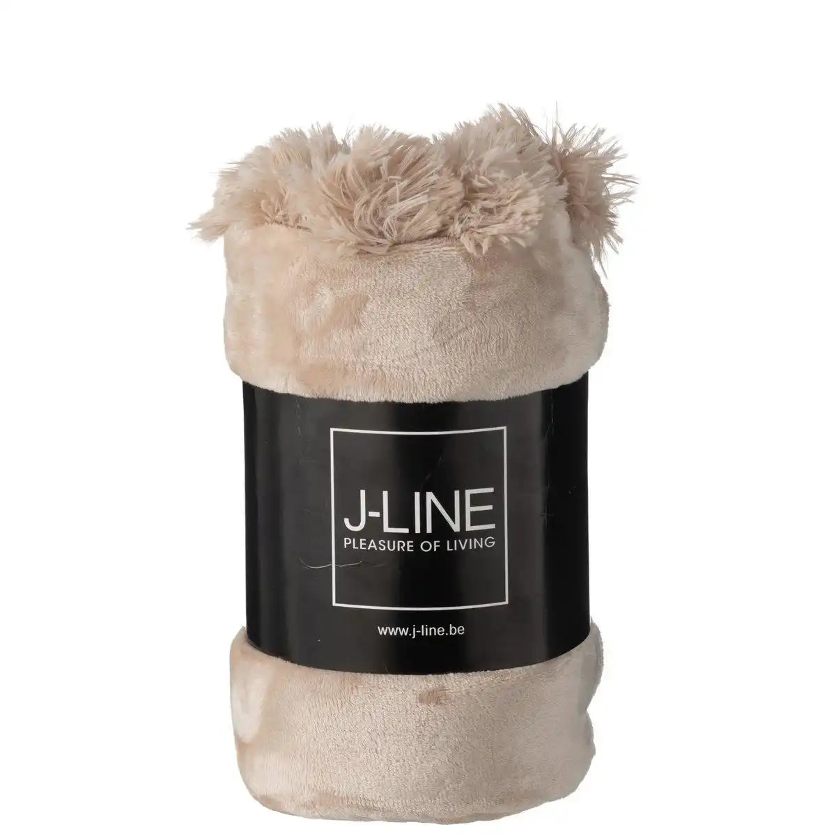 J-Line Plaid Pompom – Polyester – Donkerbeige – 170 x 130 cm - HomeDesign Knaus