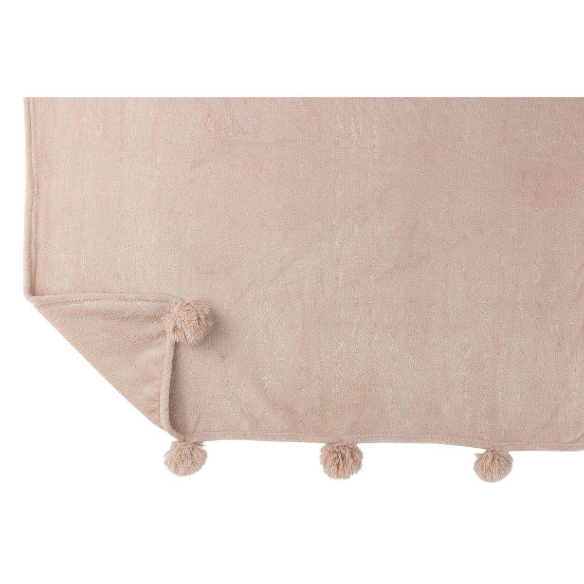 J-Line Plaid Pompom – Polyester – Donkerbeige – 170 x 130 cm - HomeDesign Knaus