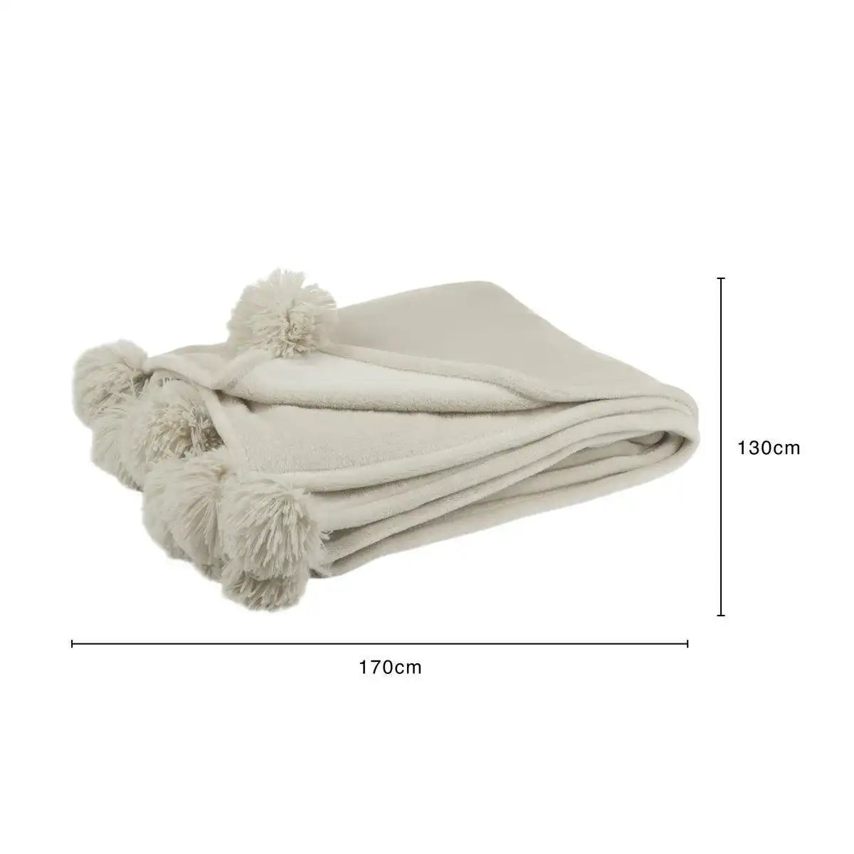 J-Line Plaid Pompom – Polyester – Donkerbeige – 170 x 130 cm - HomeDesign Knaus