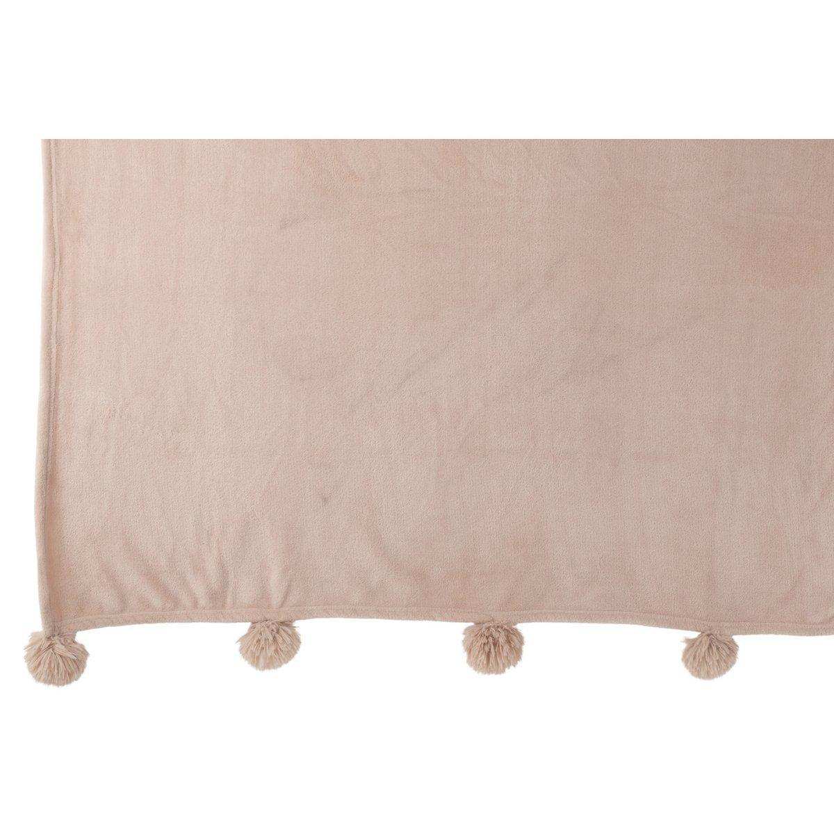 J-Line Plaid Pompom – Polyester – Donkerbeige – 170 x 130 cm - HomeDesign Knaus