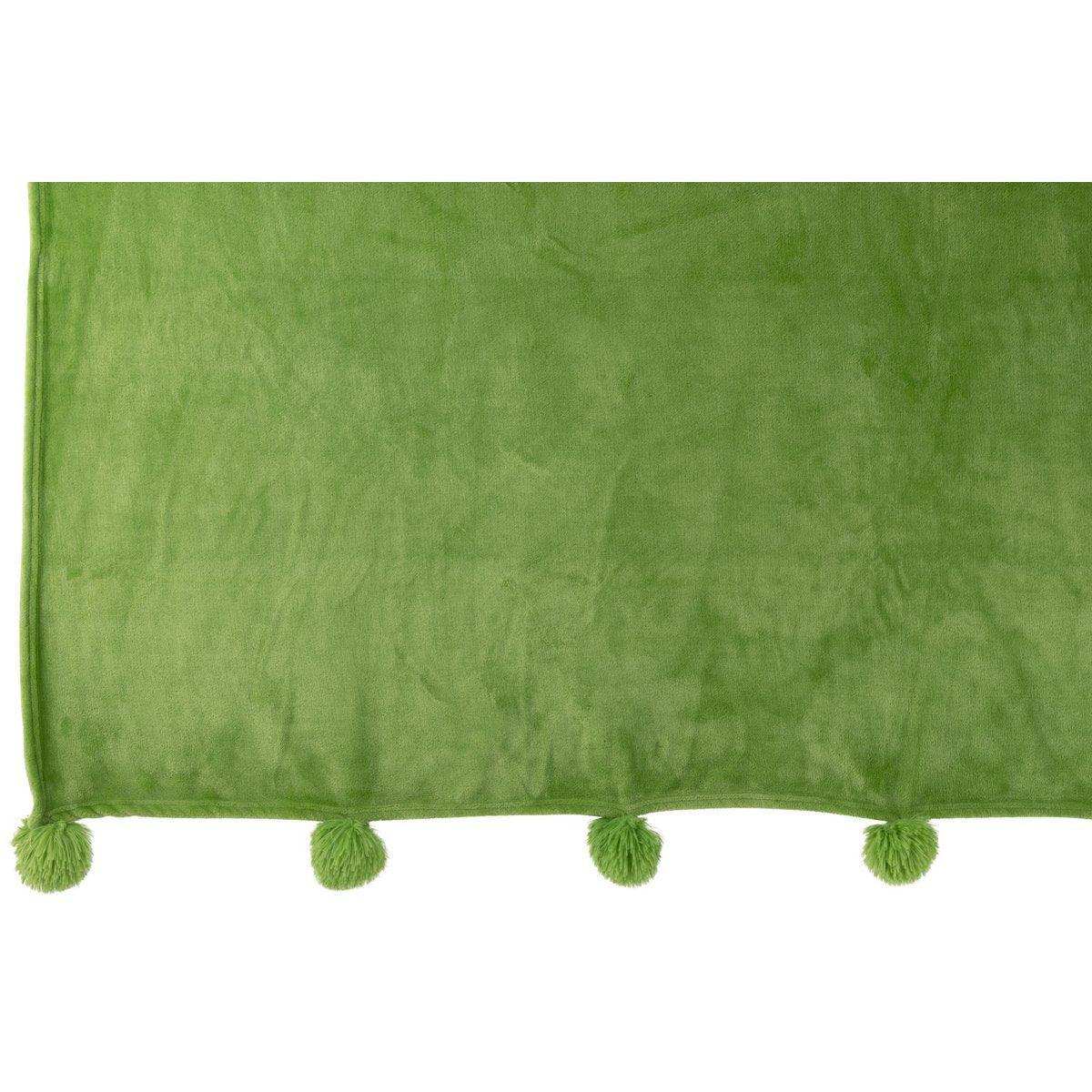 J-Line Plaid Pompom – Polyester – Grasgrün – 170 x 130 cm - HomeDesign Knaus