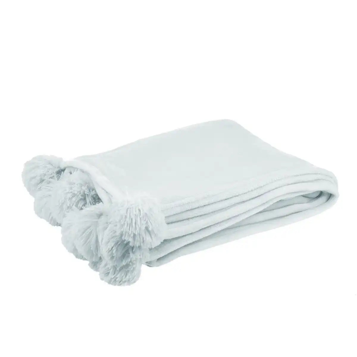 J-Line Plaid Pompom – Polyester – Hellblau – 170 x 130 cm - HomeDesign Knaus