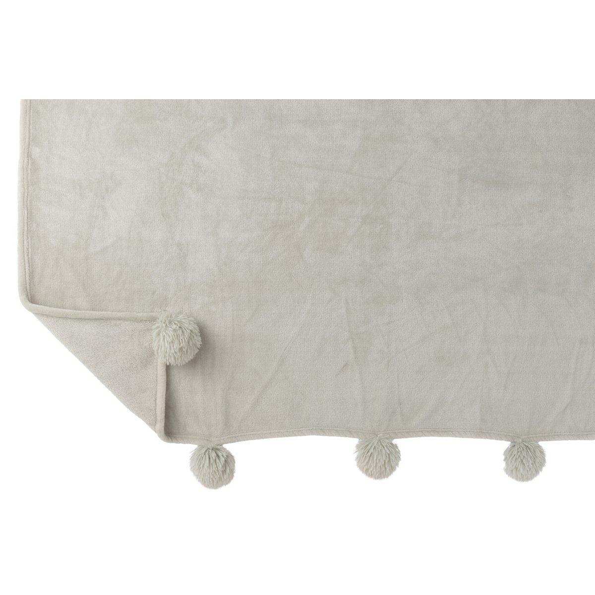 J-Line Plaid Pompom – Polyester – Hellgrau – 170 x 130 cm - HomeDesign Knaus