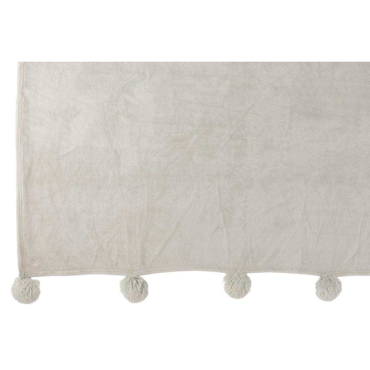 J-Line Plaid Pompom – Polyester – Hellgrau – 170 x 130 cm - HomeDesign Knaus