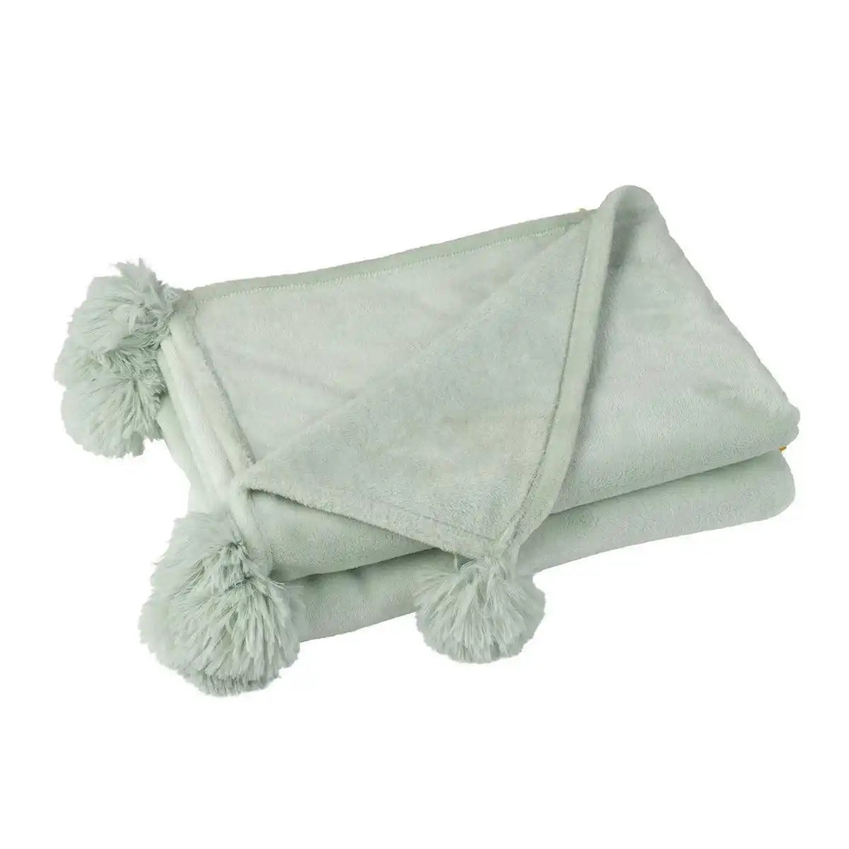J-Line Plaid Pompom – Polyester – hellgrün – 170 x 130 cm - HomeDesign Knaus
