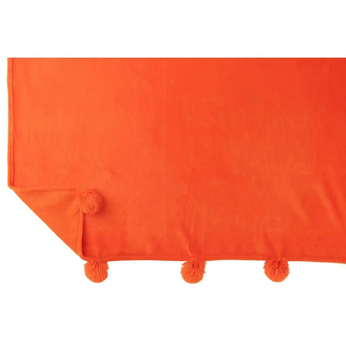 J-Line Plaid Pompom – Polyester – Orange – 170 x 130 cm - HomeDesign Knaus