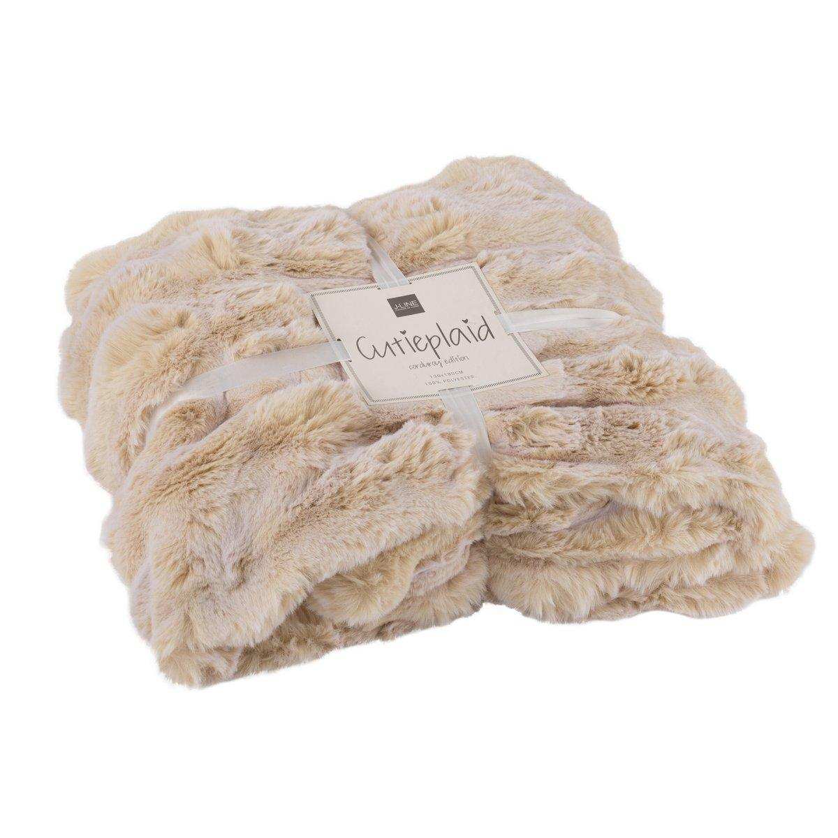 J-Line Plaid Wave Polyester Creme - HomeDesign Knaus