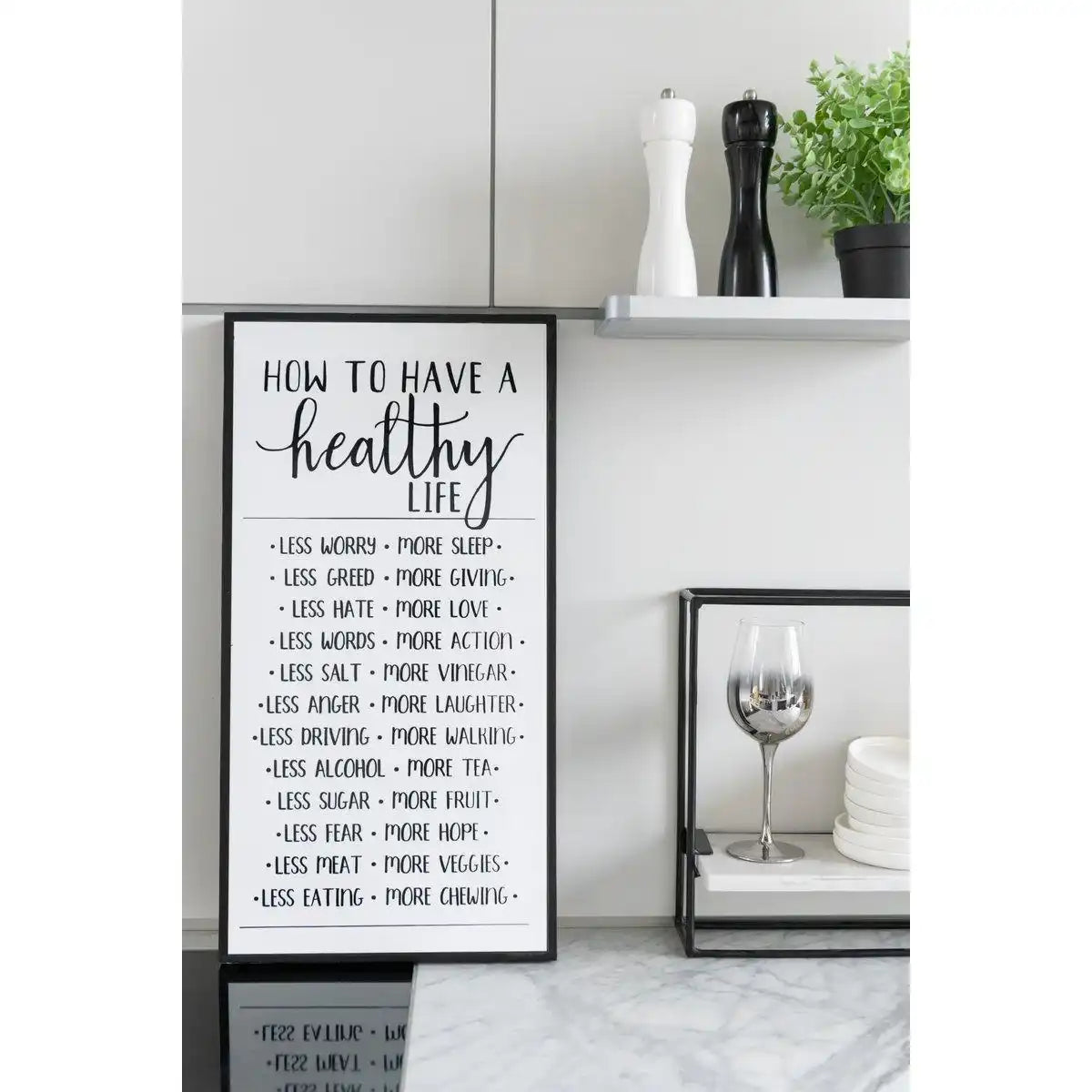J-Line Plakat Englisch – Holz/Keramik – Weiß/Schwarz - HomeDesign Knaus