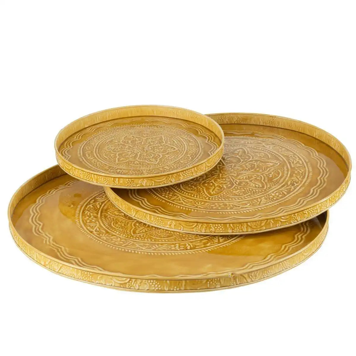 J-Line Plateau Round Classic – Eisen – Ocker – groß - HomeDesign Knaus