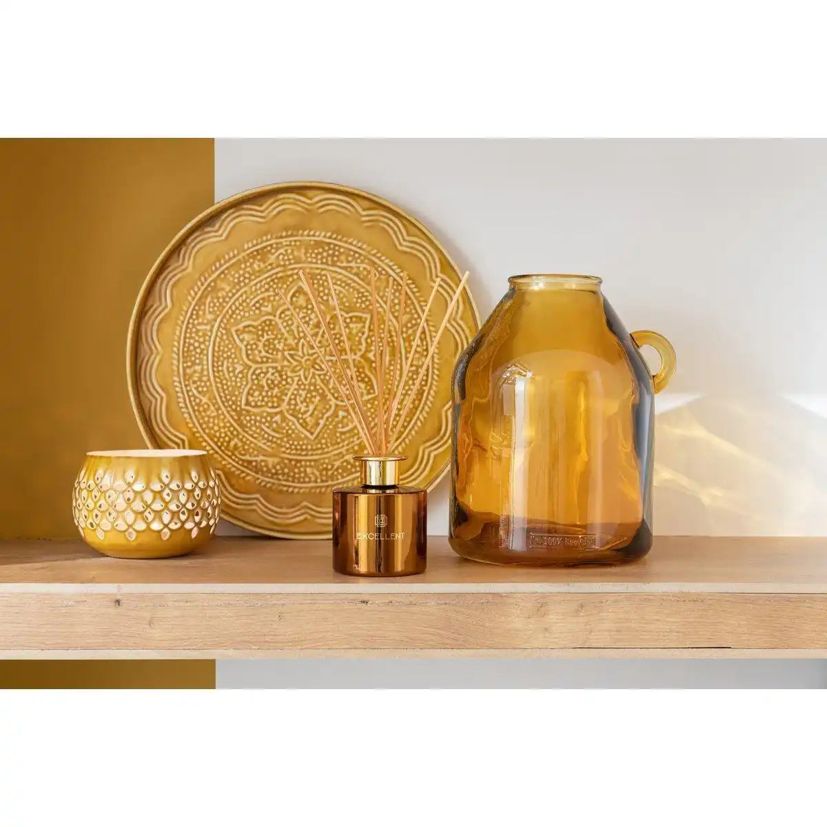 J-Line Plateau Round Classic – Eisen – Ocker – groß - HomeDesign Knaus