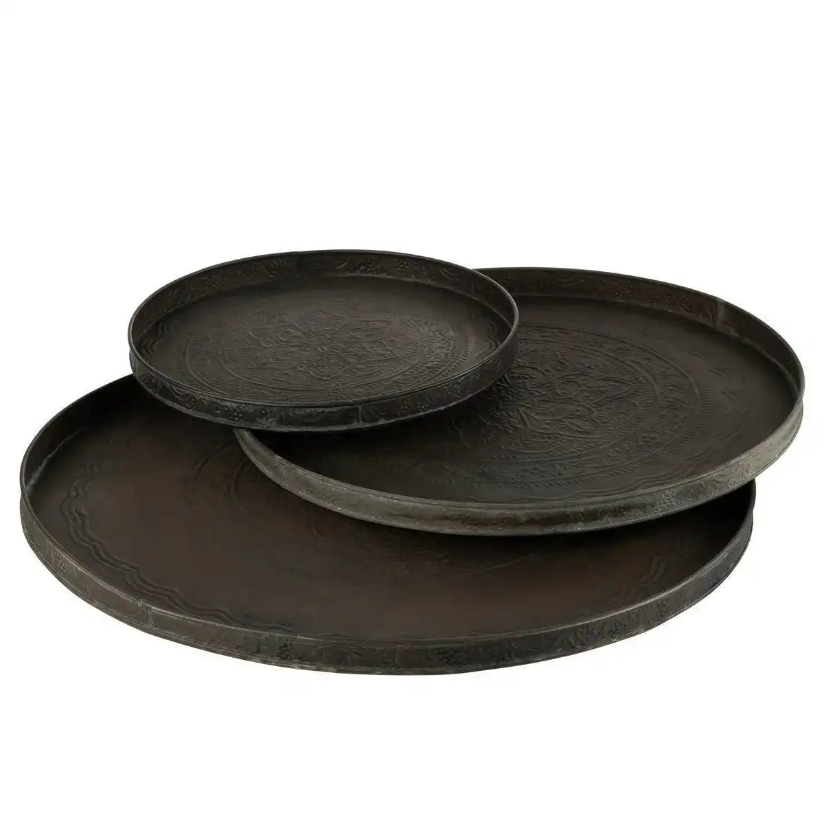 J-Line Plateau Round Classic – Eisen – Schwarz – groß - HomeDesign Knaus
