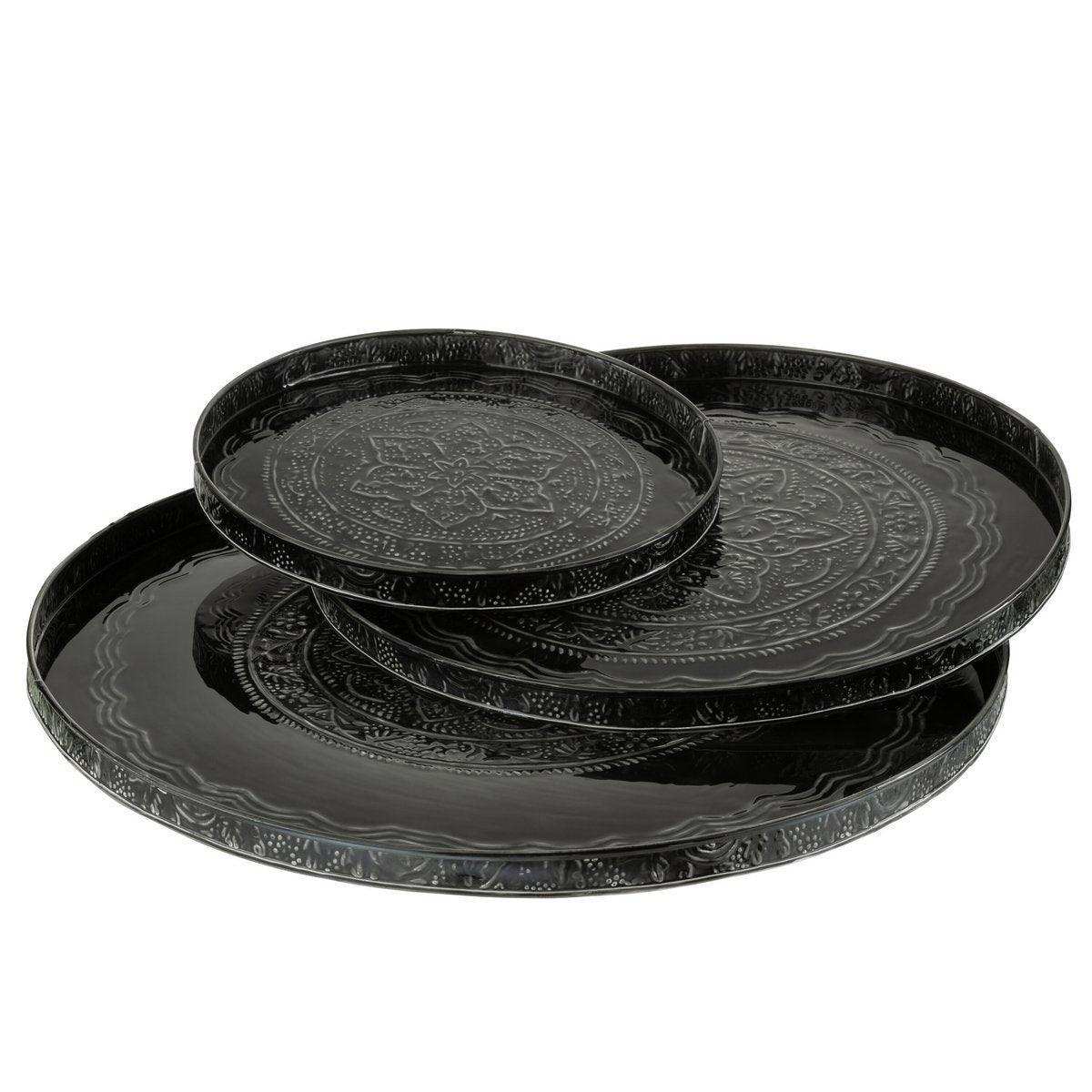 J-Line Plateau Round Classic – Eisen – Schwarz – groß - HomeDesign Knaus