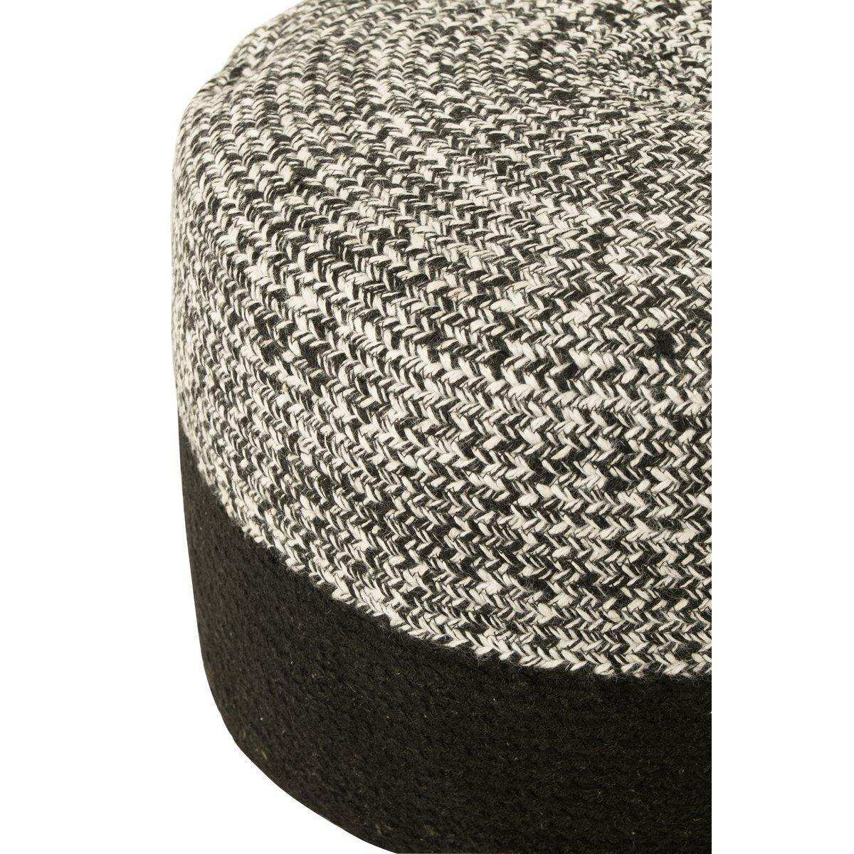 J-Line Poef Miami Outdoor Streep Polyester Schwarz/Weiß - HomeDesign Knaus