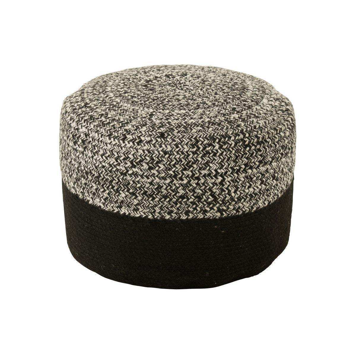 J-Line Poef Miami Outdoor Streep Polyester Schwarz/Weiß - HomeDesign Knaus